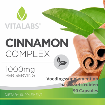 Voedingssupplement op basis van kruiden kaneel label