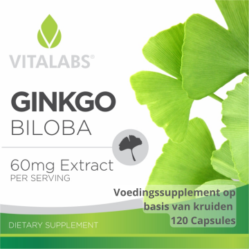 Ginkgo Biloba voedingssupplement concentratievermogen 60 mg Extract label